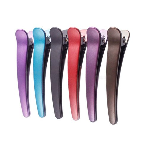 12PCS Professional Hairdressing Salon Hair Barrettes Duck Bill Teeth Hair Clips Non Slip band Clips Multicolor Scrub Plastic Metal Alligator Bows Hair Clips (7.8CM)