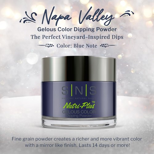 SNS Nail Dip Powder, Gelous Color Dipping Powder - Blue Note (Blue/Navy, Cream) - Long-Lasting Dip Nail Color Lasts 14 Days - Low-Odor & No UV Lamp Required - 1oz