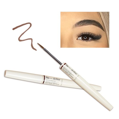 HALEYS Precision Brow Pen (Med Brown), 2-in-1 brow for Definition + Hold, 16 Hours Lasting, Eyebrow Makeup for Real-Looking, Fuller Eyebrows, Sweat + Humidity Proof, Highly Pigmented, Matte, V + CF