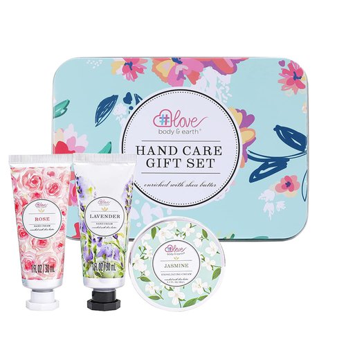 Hand Cream Gift Set - Hand Lotion Gift Box for Women, Travel Size Hand Cream Gift Set, Repair&Moisture Dry Hands, Skin Care Birthday Gift Set for Women, Includes 2 Hand Cream & Exfoliating Cream