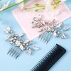 SmallCat 2 PCS Rhinestone Hair Comb, Silver Wedding Hair Combs, Sparkly Crystal Bridal Hair Accessories for Women, Brides for Wedding, Prom, Engagement, Christmas