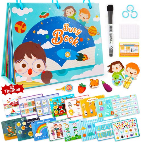 Yohelly Montessori Preschool Learning Activities Busy Book for Toddlers, Educational Toys Autism Learning Materials Sensory Toys Birthday Gifts for 1-3 Year Old Girls Boys