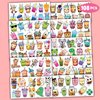 108 PCS Funny Bubble Boba Milk Tea Temporary Tattoos Sticker Boba Tea Theme Birthday Party Decorations Supplies Decor Favors Gifts Boys Girls Adults Cute Tattoo School Reward Prizes Christmas Carnival