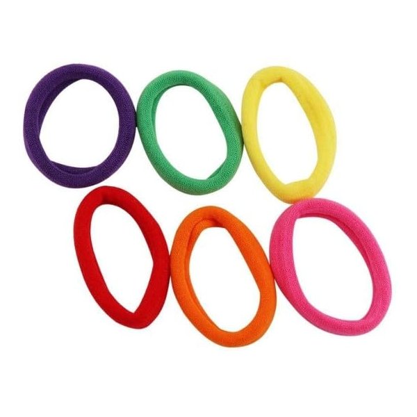 Generic Jyotienterprisess Hair Rubber Bands Pack of 6 Elastic Material, Strong and Durable, for Various Hairstyles Multicolor
