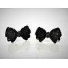 Generic Two small tiny sparkle black bow crystal hair pin clip barrettes fine hair