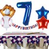 Kwuz Baseball Balloons 7th Birthday Decorations for Boys | Baseball Birthday Decoration Sports Theme Party Supplies, 32Inch Foil Mylar Number 7 Balloon Navy Blue Red White Sports Balloon Arch Kits