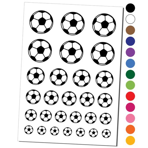 Soccer Ball Temporary Tattoo Water Resistant Fake Body Art Set Collection - Hot Pink (One Sheet)