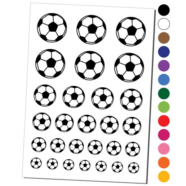 Soccer Ball Temporary Tattoo Water Resistant Fake Body Art Set Collection - Hot Pink (One Sheet)