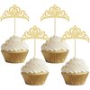 Gyufise 24Pcs Gold Princess Crown Cupcake Toppers Glitter Princess Cake Pick Decorations for Wedding Girl Birthday Baby Shower Party Decorations