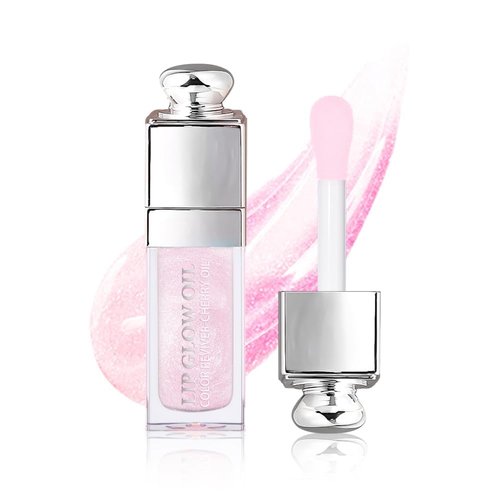 Hydrating Moisturizing Lip Glow Oil, Nourishing Glossy Transparent Plumping Oil, Non-sticky Tinted Toot Lip Balm for Lip Care (SAKURA) 0.2 OZ