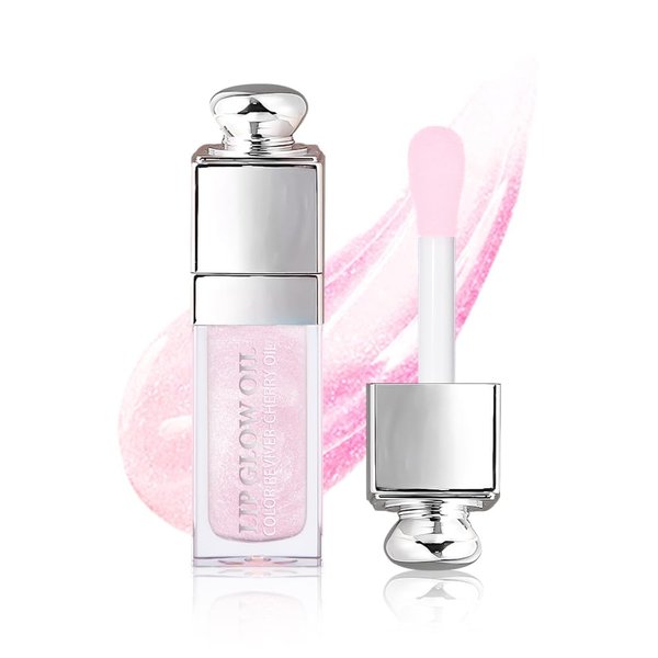 Hydrating Moisturizing Lip Glow Oil, Nourishing Glossy Transparent Plumping Oil, Non-sticky Tinted Toot Lip Balm for Lip Care (SAKURA) 0.2 OZ