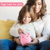 H&W Mini Piggy Bank, Plastic Coin Bank, Unbreakable Money Banks, Cute Piggy Banks for Kids, First Money Box, Best Birthday Gifts Home Decoration（Pink）