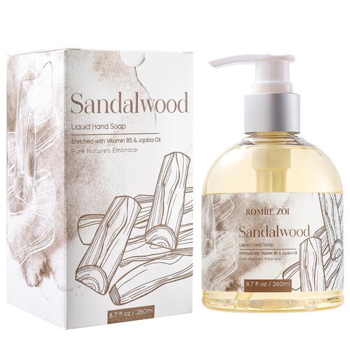ROMIIE ZOI Liquid Hand Soap with Gift Box - Pure Nature's Embrace - Sandalwood - 260ml/ 8.7 fl.oz