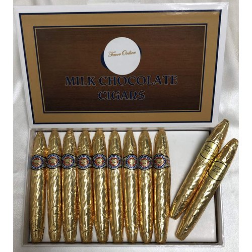 Father's Day Gold Chocolate Cigars in Fancy Cigar Box - 24 Father's day Chocolate Cigars