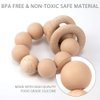 Silicone Baby Teether, Food Grade Silicone & Beech Baby Teething Toy, BPA Free (Apricot)