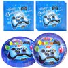 Hqyybf Video Game Birthday Party Supplies, 20 Plates and 20 Napkins, Video Game Theme Birthday Party Decorations for Boy Kids