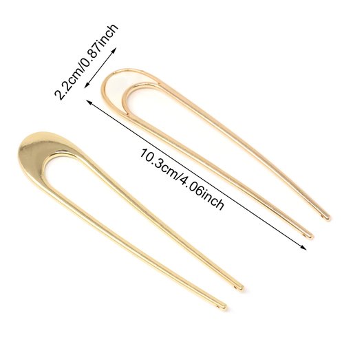 yueton 2PCS U Shaped Moon Alloy Hair Sticks Fashion Metal Hair Chopsticks Hair Forks Hairpins Hair Pins Chignon Pins Long Hair Decorations Hair Styling Pins for Buns, with a Gift Box
