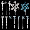 12 Pcs Christmas Snowflake Hair Clips Set Blue Silvery Rhinestone Metal Snowflake Hair Pins Winter Decorative Hair Accessories for Women Girls