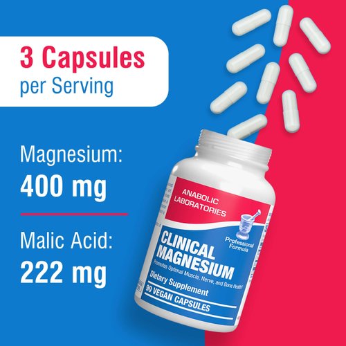 Triple Magnesium Complex 400 mg - 90 Vegan Capsules - Magnesium Chelate, Citrate, and Malate - Clinical Magnesium Supplement for Optimal Muscle, Nerve, and Bone Health