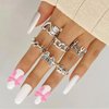 Pink Bow Nail Charm for Women Girl, 100Pcs 3D Nail Decoration Resin Bow Nail Rhinestones Bowknot for DIY Nail Art Accessories