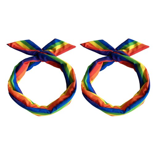 Tinsow 2 Pcs Rainbow Headbands, Rainbow Hair Band, Elastic Ponytail Holder Hair for Girl Women (Rainbow)