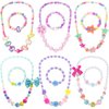 BigOtters Little Girls Necklace Bracelet, 6 Sets Lovely Colorful Beads Jewelry Princess Dress up for Toddlers Pretend Play Party Costume，Easter Eggs Stuffers Kids Easter Gift