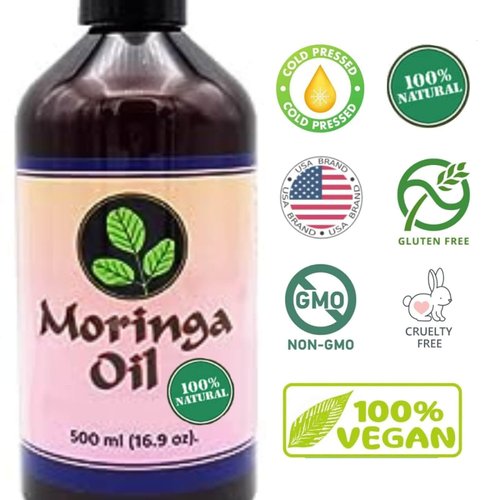 Moringa Oil 16.9 oz – Natural Face, Hair & Body Oil, 100% Pure, Cold-Pressed & Unrefined Moringa Seed Oil, Gluten-Free, Non-GMO, Vegan (500 ml)