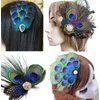 Women Bohemian Peacock Feather Hair Clip Hair Pin Elegant Fascinator Wedding Dance Party Headdress Headwear Hair Accessory Sequined Showgirl Headpiece (Style 6)