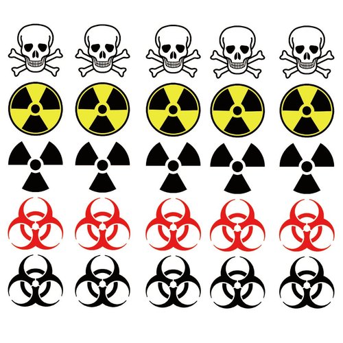 Warning Symbol Temporary Tattoos: Biohazard, Radiation, Poison Halloween Tattoo