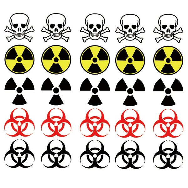 Warning Symbol Temporary Tattoos: Biohazard, Radiation, Poison Halloween Tattoo