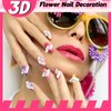50 Pcs 3D Acrylic Flower Nail Charms Flowers Star Nail Charm for Nail Gems and Rhinestones with Pearl Beads Crystals Nail Blossom Spring Nail Supplies for DIY (White, Flower Style)