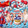 Airplane Birthday Party Decorations,Airplane party Supplies Kit-Balloons Arch Garland Kit,Airplane Birthday Backdrop,Tablecloth,Cake Topper,Airplane Birthday Party Supplies