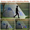 Solar motion sensor camping lights Aluminum case, 9W 1400-Lumen (130W Equi.) Solar sensor flood spot lights for outside camp post yard fence floor deck patio path, 100-week FREE refund/replacement