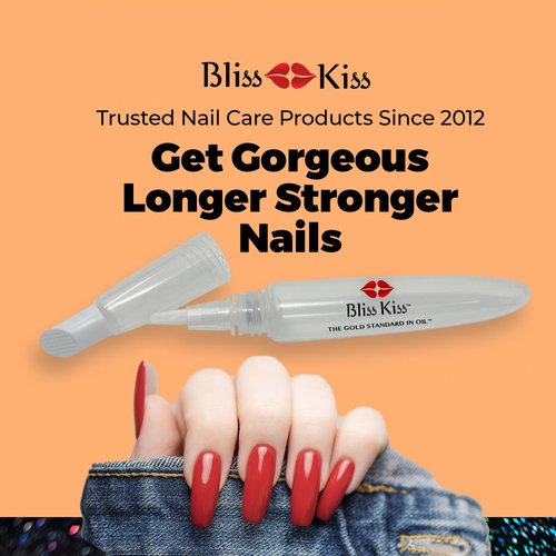 Bliss Kiss Refillable Cuticle Oil Pen for Nails - Empty 8 ml Squeeze Nail Oil Pen with brush applicator from 1-Pack