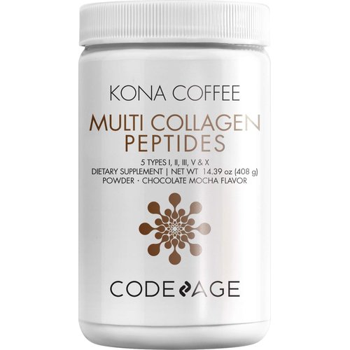 Codeage Multi Collagen Peptides Protein Powder, Chocolate Mocha Instant Coffee - Low Calories Drink & Shake - Collagen Type I, II, III, V & X - Grass-Fed, Pasture-Raised, Hydrolyzed, Non-GMO - 14.39oz