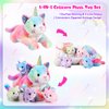 Harrycle 5 Pieces Caticorn Plush Toy Set 16 Inch Mommy Cat Unicorn Stuffed Animal with 4 Cute Plush Baby Kittens for Boys Girls Rainbow Caticorn Plush Set for Birthday Gifts Party Favors