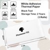 Phomemo T02 White Adhesive Thermal Paper, Sticker Paper Printer Paper, 1.96" x 11.4' (50mmx3.5m/Roll), Compatible with M02X, Black Text, Keep for 2 Years, 3 Rolls