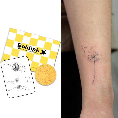 Boldink Temporary Tattoos, semi permanent tattoos, 15-day long lasting tattoo sticker, waterproof and anti-reflective, unique design（Dandelion）