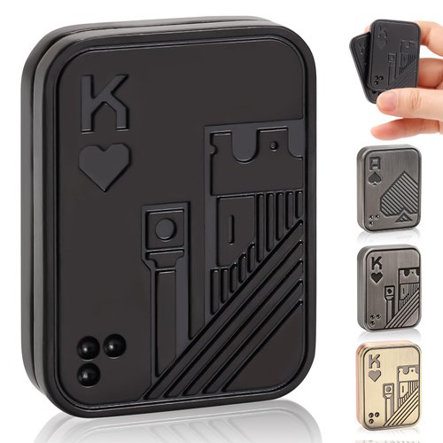 JUDIXY Fidget Slider, Metal Poker Push Card, Fidget Toys, Fidget Toys Adults, Fidget Clicker, Relieve Stress Anxiety ADHD, Office Desk Toys, Gift for Boyfriend, Husband and Father (Black K)
