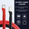 2 awg battery cable 3Ft Copper Power Inverter Wire with 3/8" Lugs for Solar Car Boat RV (2pcs)