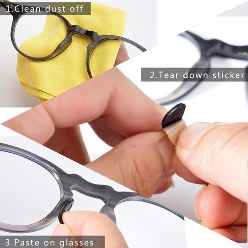 SMARTTOP Nose Pads for Glasses, 12 Pairs Stick On Silicone Anti-Slip Sunglasses Nose Pads for Plastic Frames Thin Nose Pads Eyeglasses (Black)