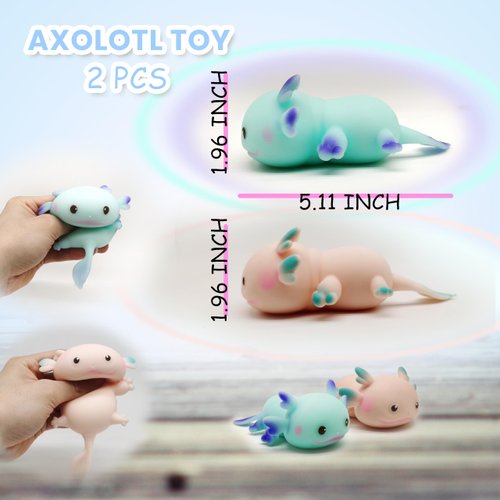 ZTATU Axolotl Squishy Animal Toys Stress Balls for Adults (2PCS) Axolotl Squishy Fidget Toys, Sensory Toys for Kids, Party Favors for Kids, Axolotl Gifts Stress Relief Toy, Easter Basket Stuffers