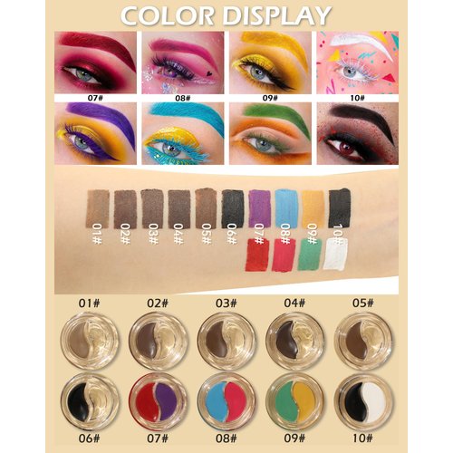 Eyebrow Pomade Brow Gel,2-in-1 Black&White Eyebrow Color with Brushes,Long-Lasting Waterproof High Pigment Cream Eyebrow Pen Pomade Eyeliner,Tinted Brow Gel Eyebrows Shape Filler Makeup for Women-10
