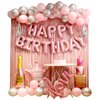 pink birthday decorations for women ，happy birthday party decorations for girls，pink Fringe Curtain，happy birthday banner，happy birthday balloons，happy birthday balloon letters