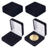 FINGERINSPIRE 4 Pcs 40mm Black Velvet Challenge Coin Storage Gift Box 2.58x2.58x1.4 Square Badge Presentation Display Box Single School Emblem Badge Display Holders Medal Lapel Pin Storage Boxes