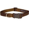 Small Brown Nylon Webbing Dog Collar: 5/8" wide, Adjusts 10-14" - Made in USA.