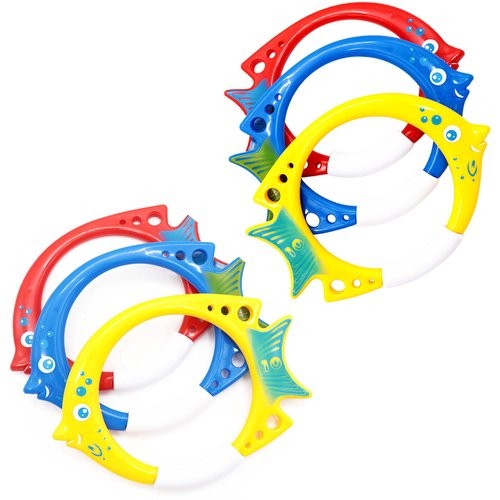 Carykon 6 PCS Dive Rings Pool Toy Dive Retrieve Diving Traning Practise sea Fish Ring Toss Game，Color May Vary(Fish)