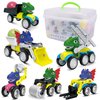 ALLROAD Dinosaur Magnetic Toy Cars Set Magnetic Building Dino Cars Magnetic Toy Vehicles Cars, Colorful Dinosaur Trucks Montessori STEM Toy for Developing Skills Games Gift for Boys Girls