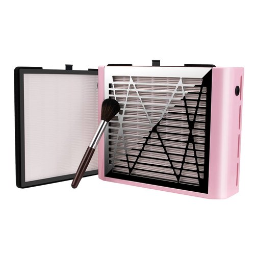 BRANTMAKER Nail Dust Collector with Brush and 2 Reusable Filters, 60W Vacuum Dust Fan for Acrylic Nails (pink)