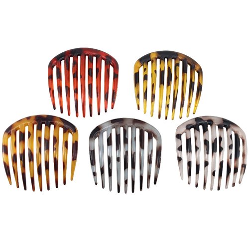 5 Pcs Retro French Hair Side Combs 9 Teeth Decorative Comb Non Slip Comb Clips Vintage Celluloid Hair Comb Hair Styling Accessories for Women Girls